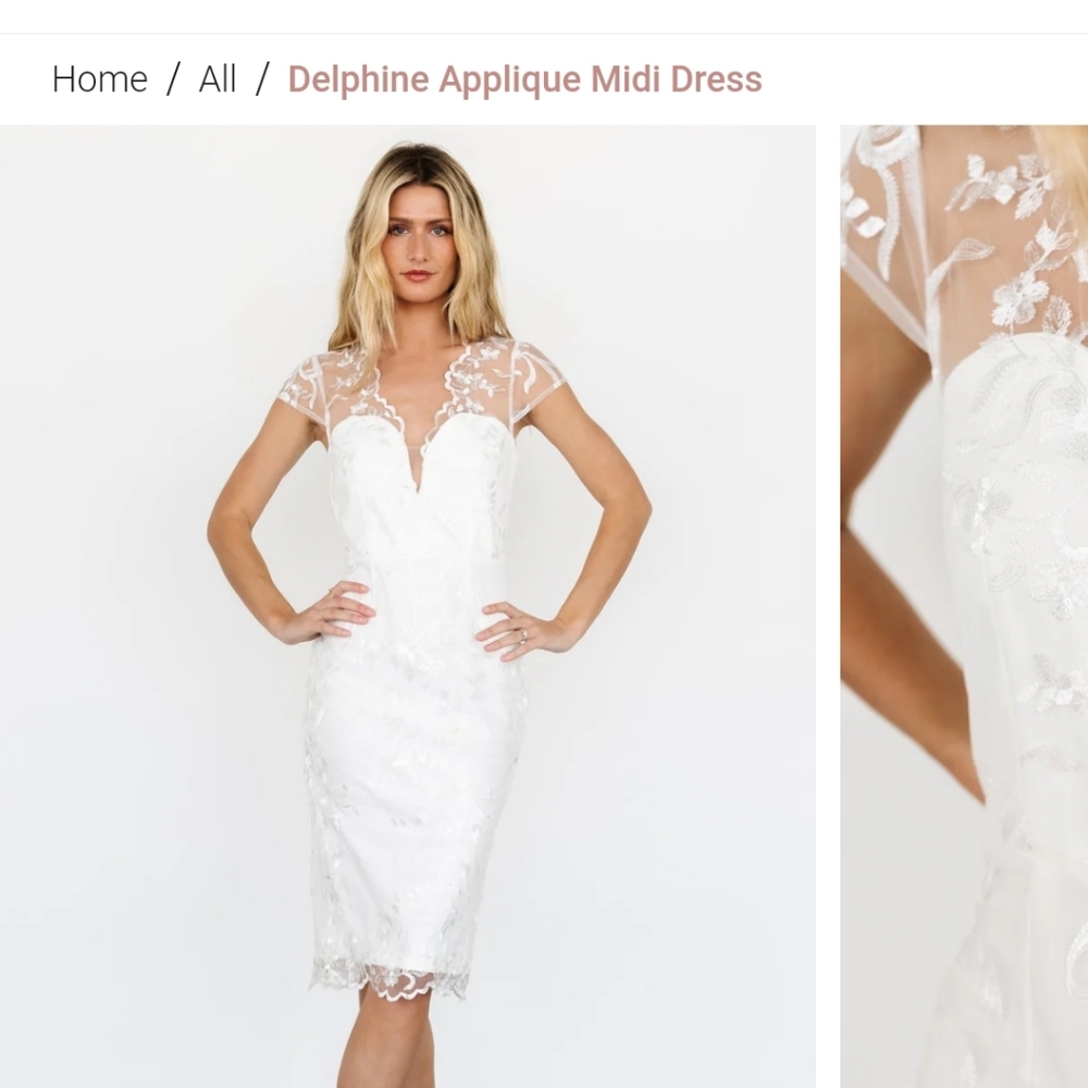 Baltic Born NWT - Delphine Applique White Dress- Engagement / Bridal Shower